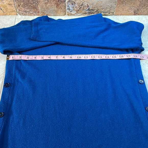 Talbots Women Sweater Knit Long Sleeve Side Button Lamb Wool Blend Blue Size XS - Picture 7 of 10